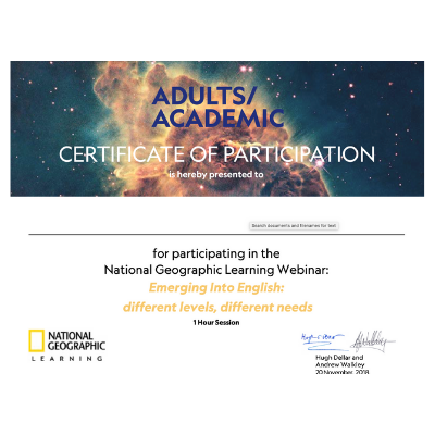 Teacher Jennie - National Geographic Learning Training - Emerging into English: Differentiation